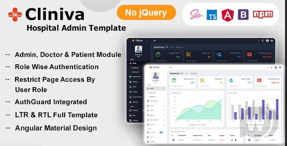 Cliniva Hospital v7.1.0 - 用于医生和诊所的 Angular 12+ 医疗管理仪表板模板