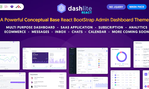 DashLite v1.7.1 - React 管理仪表板模板