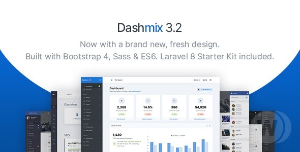 Dashmix v5.8 - Bootstrap 5 管理仪表板模板和 Laravel 8 入门套件
