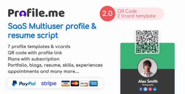 Profile.me v2.2破解版– Saas多用户配置文件简历和Vcard脚本