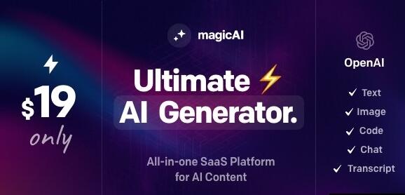 MagicAI v1.1 - OpenAI Content, Text, Image, Chat, Code Generator as SaaS