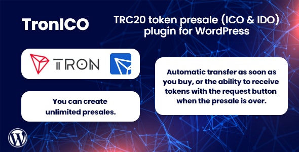 TronICO v1.0.1 – 适用于 WordPress 的 TRC20 代币预售（ICO 和 IDO）插件