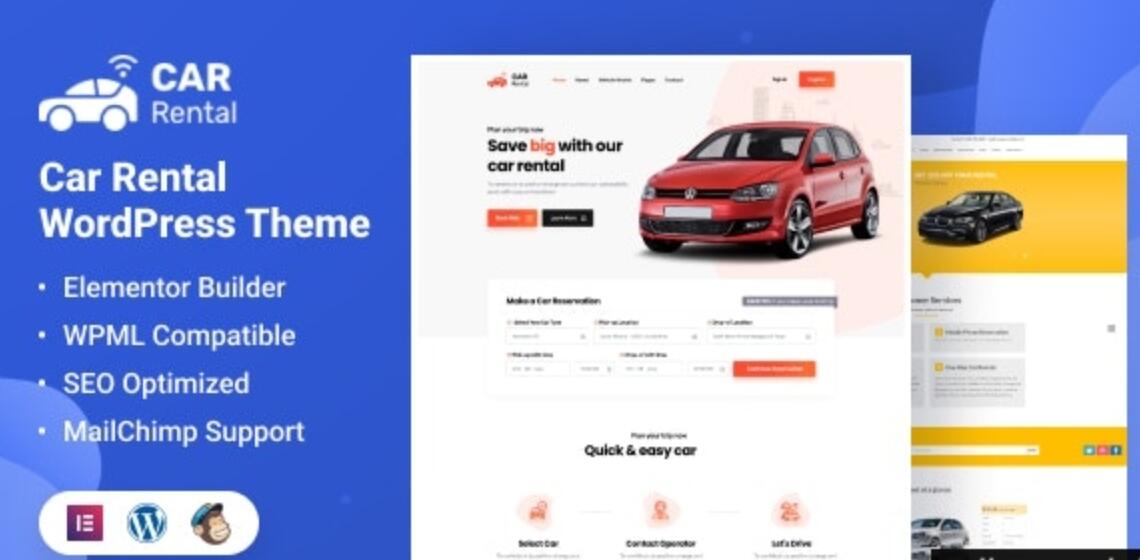 Car Rental v4.2 - WordPress Theme Landing Page