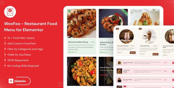 WooFoo v1.0.2 – Elementor 的餐厅食物菜单