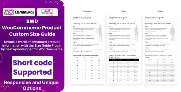 BWD Product Custom Size Guide For WooCommerce v1.0