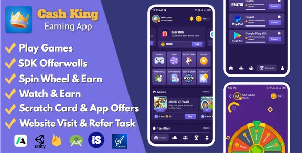 Cash King: Android Earning App + Admin Panel v8.0