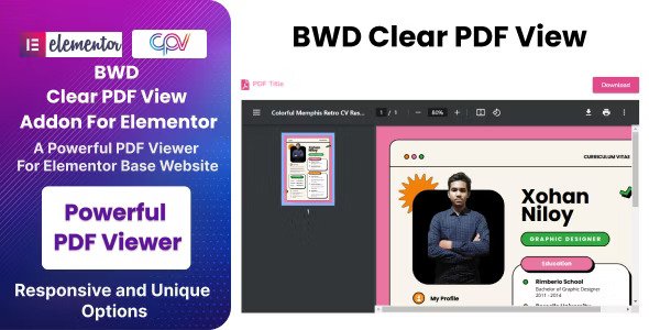 BWD Clear PDF View Addon For Elementor v1.0