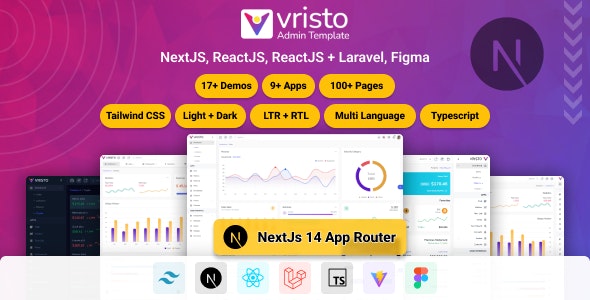 VRISTO V1.1.6 – 多用途 TAILWIND NEXTJS 应用程序路由器，REACTJS 管理模板