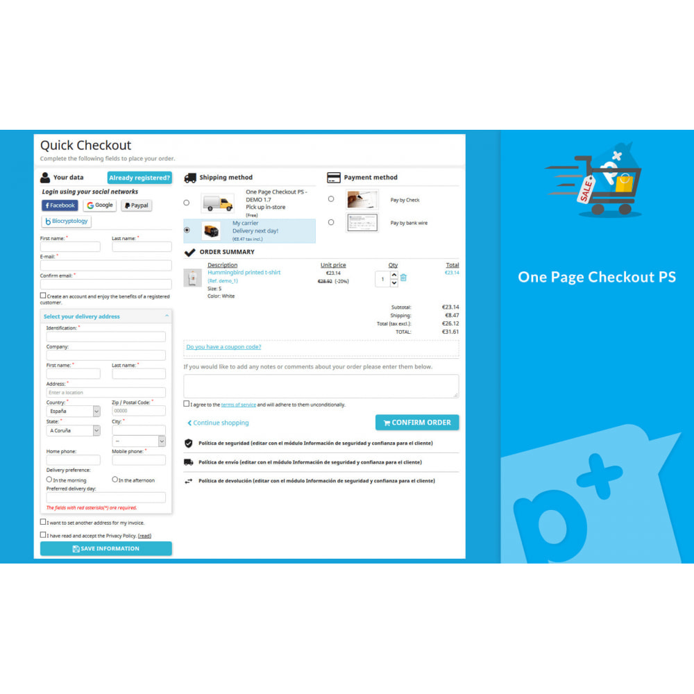 PrestaShop One Page Checkout PS (Easy, Fast & Intuitive) v4.2.1