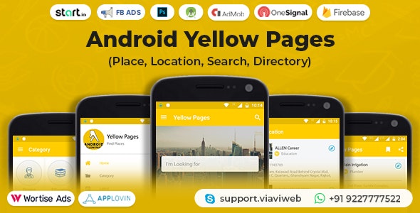 Android Yellow Pages (Place, Location, Search, Directory) with Purchase Key v1.4 (06-January-2023)