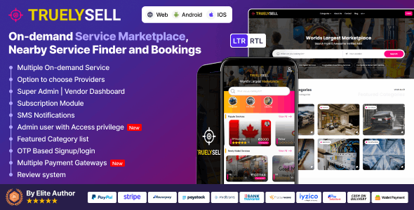 TruelySell v2.3.4  - On Demand Handyman Services, Nearby Service Booking Software (Web + Android + iOS)