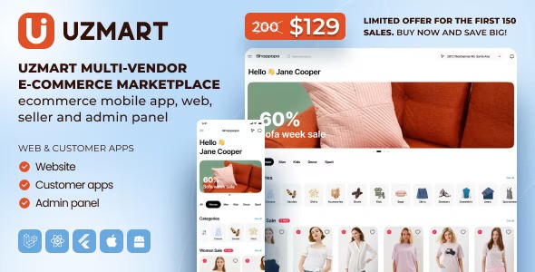 UzMart Multi-Vendor E-commerce Marketplace v1.0 – eCommerce Mobile App, Web, Seller and Admin Panel