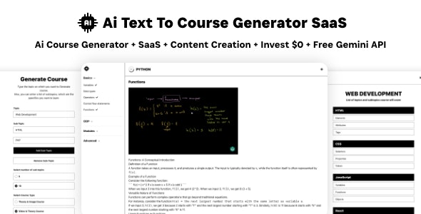 Ai Course Generator v1.0 - Text To Course SaaS Ai Video