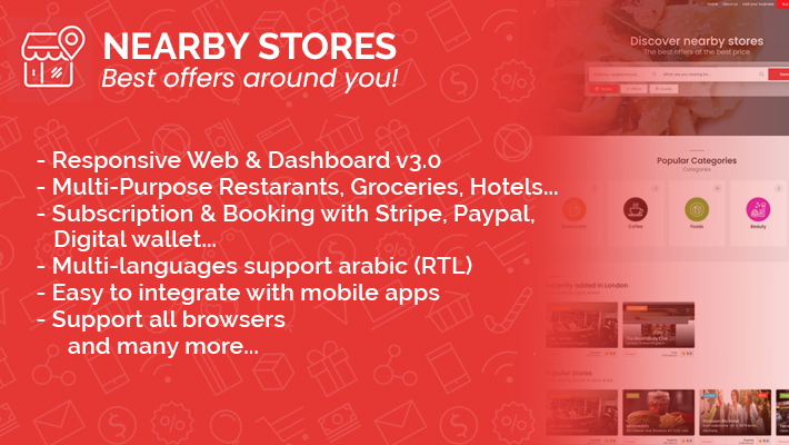 Nearbystores Web V4.0.2 – 餐厅、优惠、优惠券、活动、服务和预订