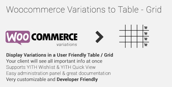 Woocommerce Variations to Table – Grid v1.4.12（已汉化）