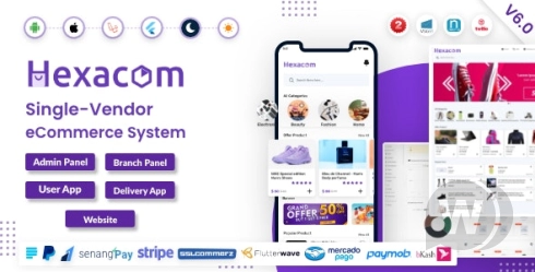 Hexacom v7.6 – 单一供应商电子商务应用程序，带有网站、管理面板和送货员应用程序