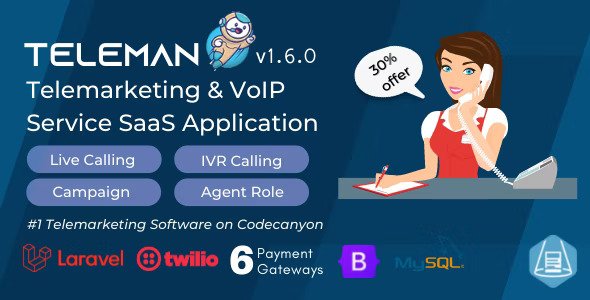 Teleman v5.1.1 – 电话营销和 VoIP 服务 SaaS 应用程序