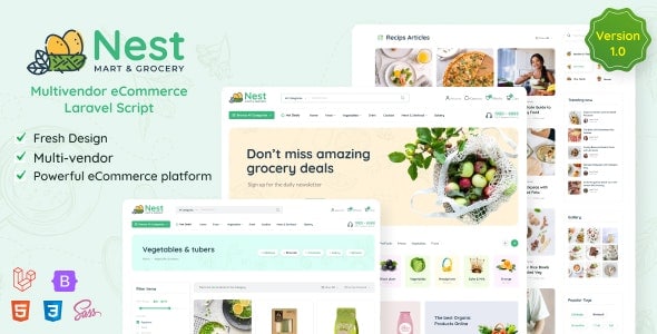 Nest v1.25.3（已汉化） – 多供应商有机和杂货 Laravel 电子商务