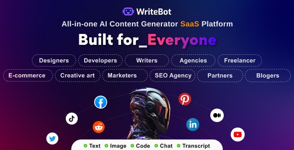 WriteBot v4.8.0（已汉化） – AI 内容生成器 SaaS 平台