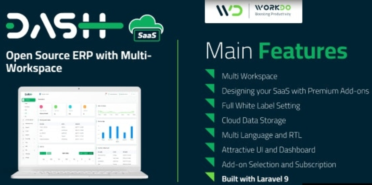 WorkDo Dash SaaS v6.2（已汉化85%） – Open Source ERP with Multi-Workspace