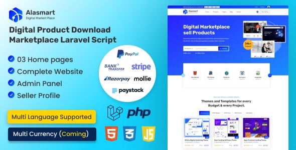 Alasmart v4.1.0 – 数字产品下载市场 Laravel源码