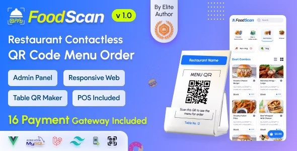 FoodScan v2.0 – Qr Code Restaurant Menu Maker and Contactless Table Ordering System with Restaurant POS