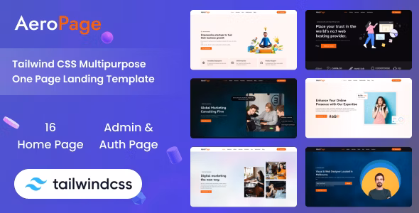 AeroPage v1.0 – Tailwind CSS Multipurpose Landing Template