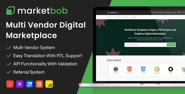 Marketbob v2.4 – Multi-Vendor Digital Marketplace