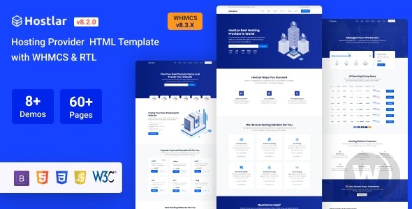 Hostlar v10.9.5 – 带有 WHMCS 的域托管 HTML 模板