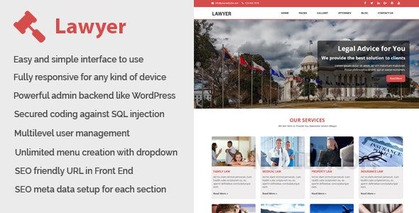 Lawyer v1.6 – 法律和律师网站 CMS