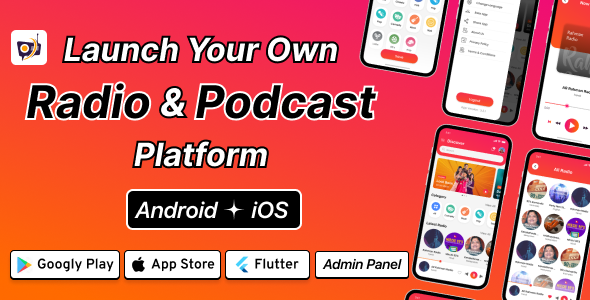 DTRadio v1.6 – 在线广播、播客和现场活动 Flutter 应用（iOS – Android）带管理面板