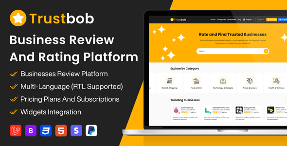 Trustbob v1.1 – 商业评论和评级平台 (SAAS)